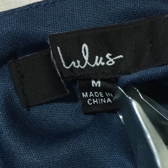 LULU'S M navy blue satin ruched surplized slit formal party maxi dress NEW B29 - Picture 8 of 9